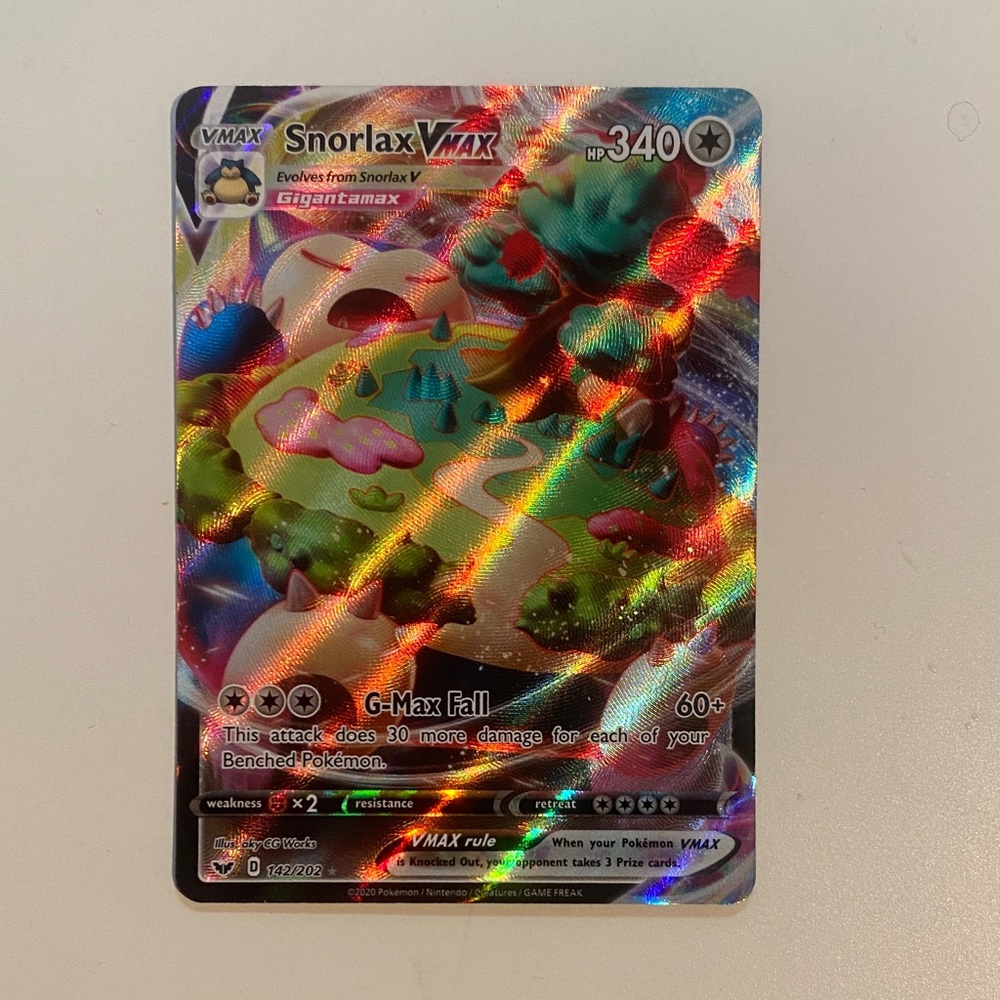Pokémon TCG Snorlax VMAX 142/202 MP Sword & Shield Base Set Mint condition